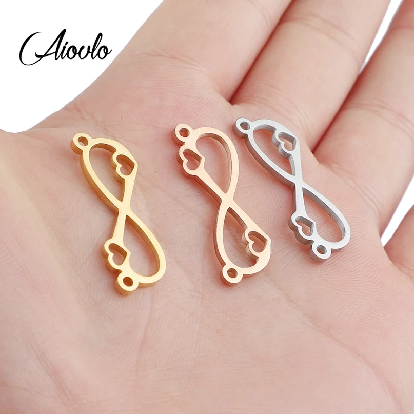 5pcs/lot Stainless Steel Love Infinite Hollow Bracelet Connectors Necklace Charms Pendant DIY Jewelry Making Wholesale Lots Bulk