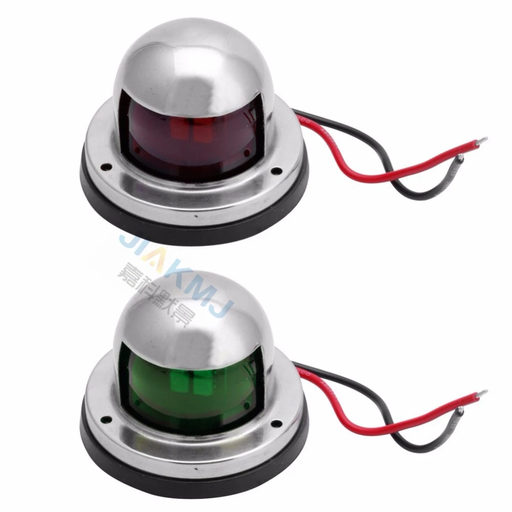 High quality One 1 Pair Stainless Steel 12V LED Bow Navigation Light Red Green Sailing Signal Light for Marine