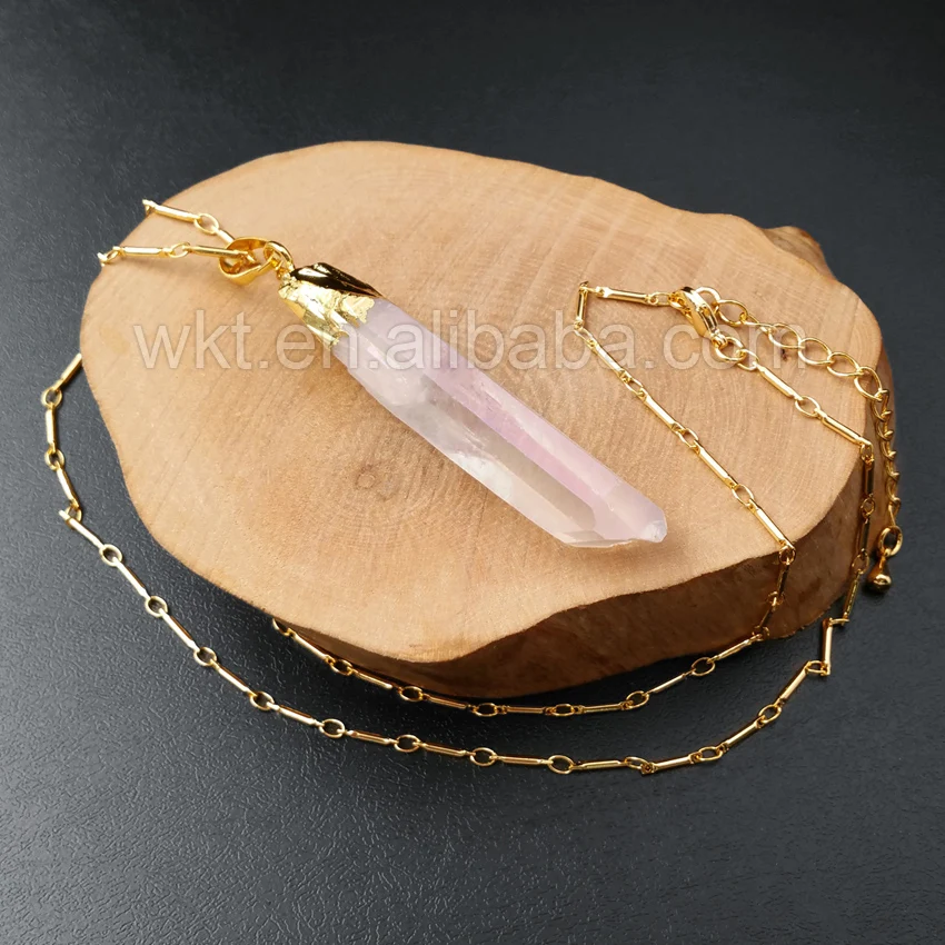 WT-N860 Healing Angel Aura Natural Quartz Necklace For Women Jewelry Color With 18