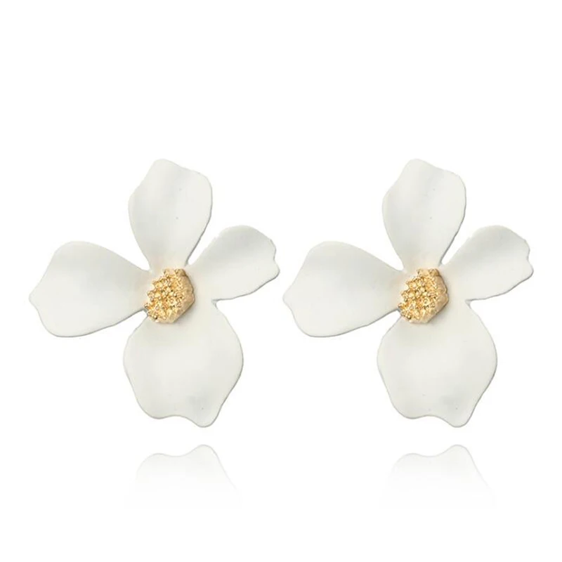 Sweet Flower Earrings For Women Fresh Four-petal Stereo Flower Stud Earrings Fashion Temperament 5 Colors Flower Earring