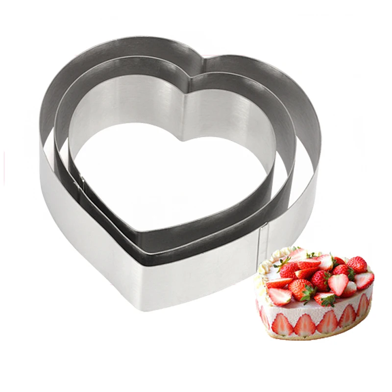 New 5 6 7 inches 3D DIY Heart  Shape Metal Stainless Steel Tiramisu Chocolate Mousse Ring Cake Mold  Circle Mould