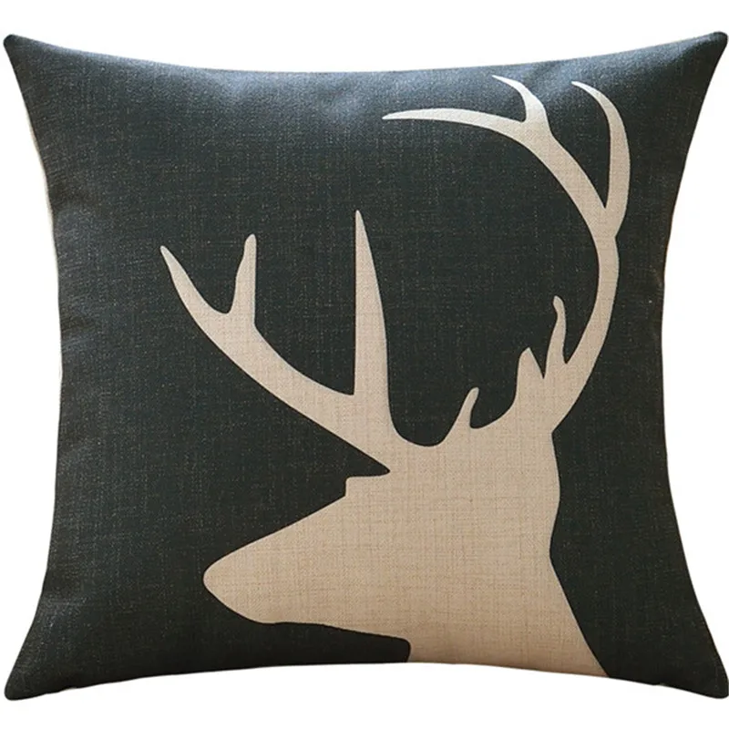 450X450MM Hot Selling Decorative Geometric Deer Elephant Moose Animals Sofa Car Cotton Linen Throw Pillow Case Cushion Cover