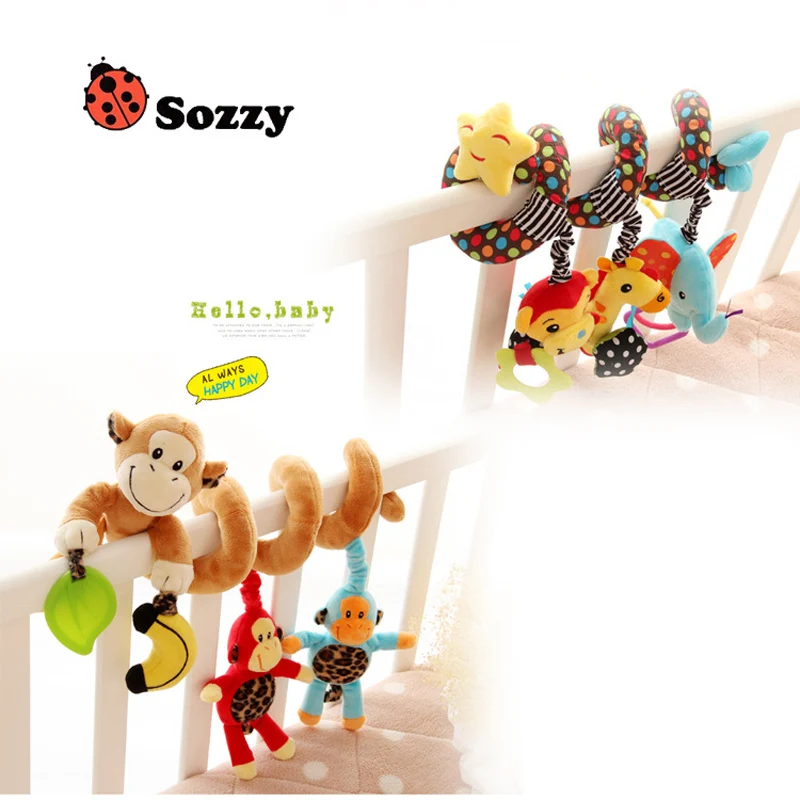 Sozzyเด็กเปลแขวนtoysรถเข็นเด็กทารกของเล่นที่เขย่าแล้วมีเสียงลิงช้างตุ๊กตาเขย่าแล้วมีเสียงcarrierอุปกรณ์เสริมสำหรับทารกแรกเกิดการศึกษา