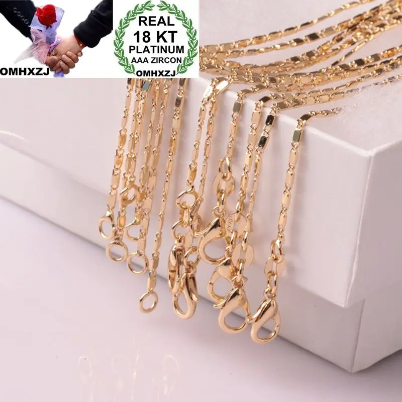 

OMHXZJ Wholesale European Fashion Woman Man Party Wedding Gift Flat Chain 18KT Yellow Gold Chain Necklace NA214