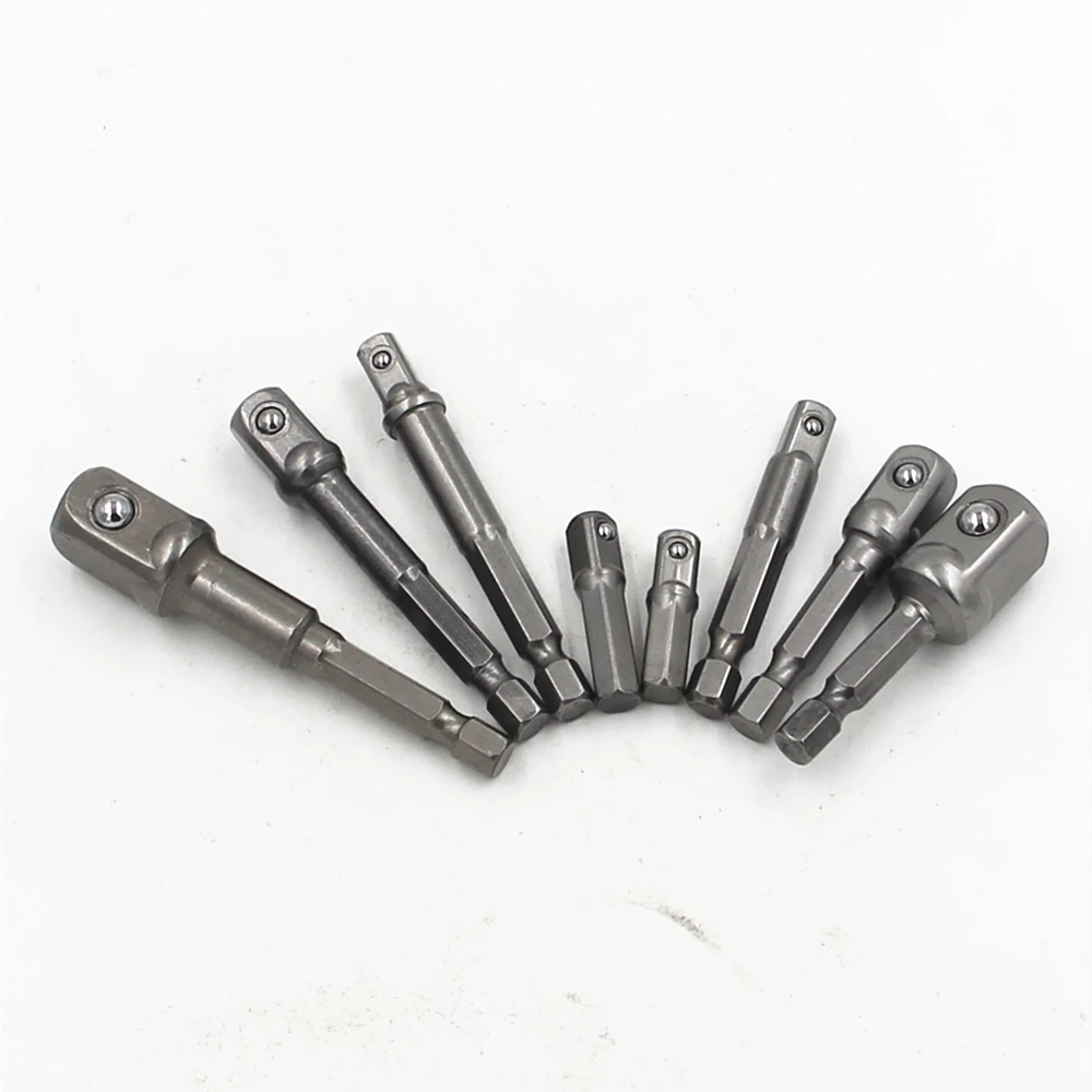 8pcs CRV Sleeve Connecting Head 1/2 Wind Batch Convert 3/8 1/4 Suite Six Angle Drill Nut Driver Extension Rod Metalworking