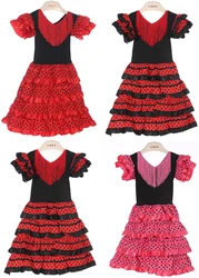 Novo vestido feminino de chamamento espanhol, fantasia de vestido de dança para meninas tamanho; 2,4,6,8,10 tamanhos em u