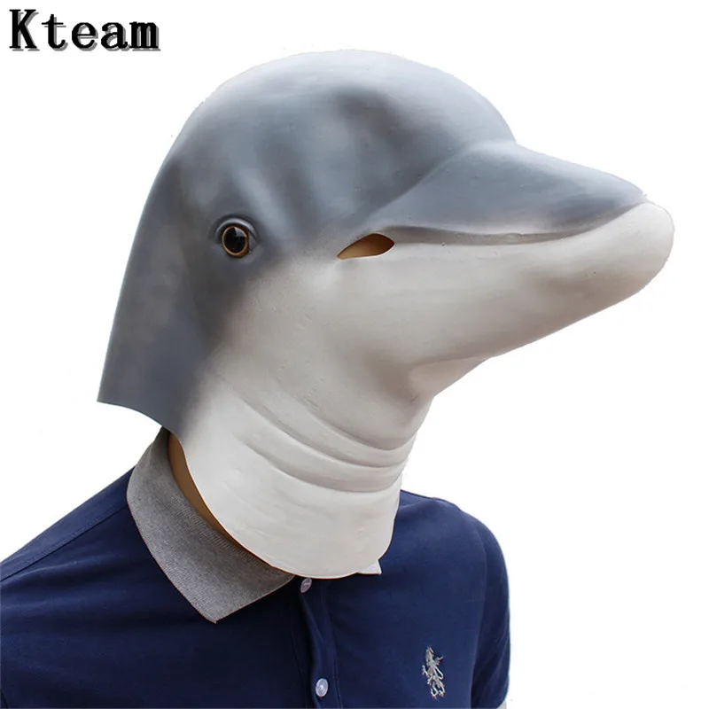 Lovely Festival Funny Party Costume Prop Latex Dolphin Mask Halloween Cosplay Funny Animal Head Mask Cute dolphin head Mask