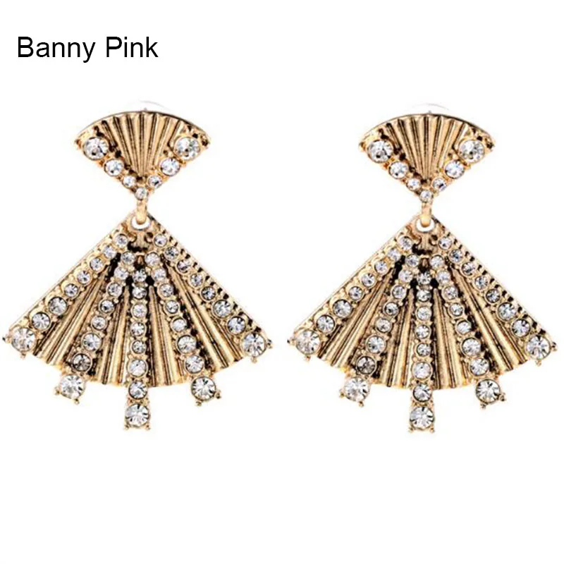 Cute Alloy Shell Pendant Studs Earrings For Women Sweety Rhinestone Post Earring Chunky Earring Fashion Jewelry Pendietes Bijous