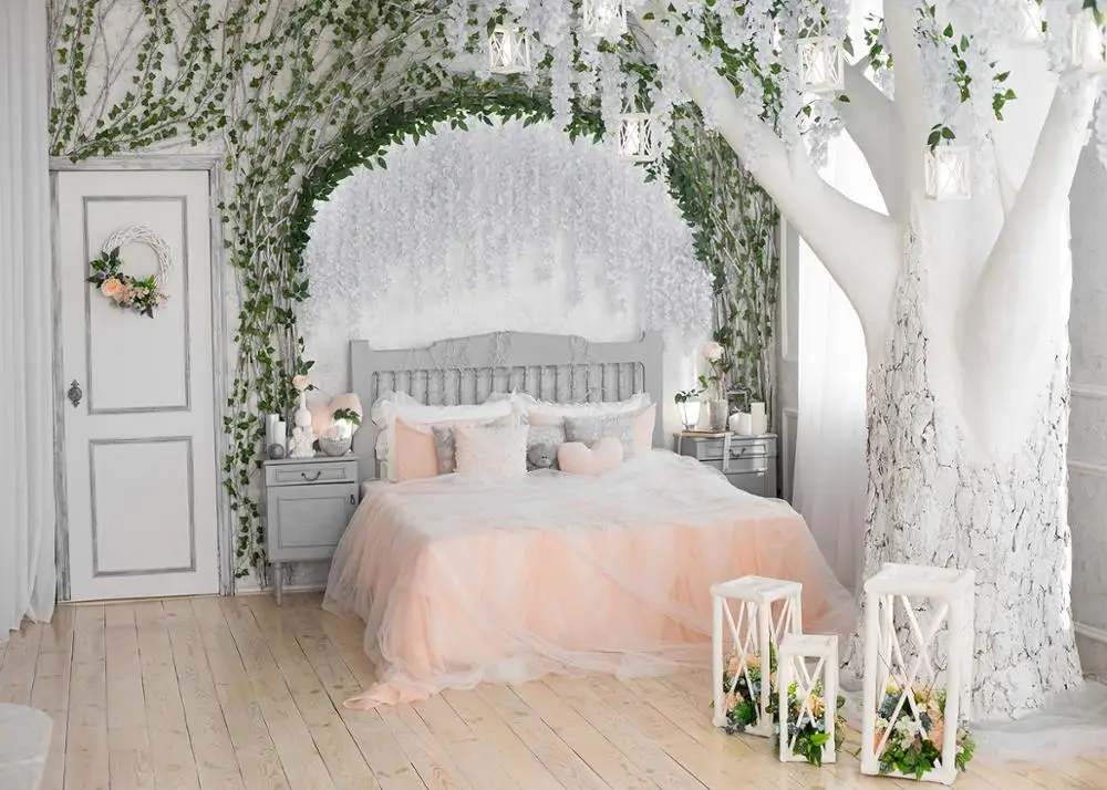 Capisco Wedding background photography flower boudoir bed tree room backdrop photobooth photocall banner printed