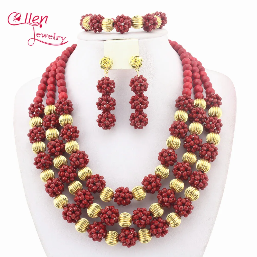 

Latest Design Nigerian Wedding African Crystal Balls Jewelry Sets African Beads Jewelry Sets W8289