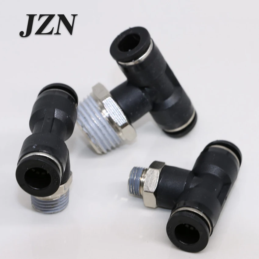 ( 8PCS ) Black Pneumatic Fittings PB10-03T Tee 4-M5/6-01/8-02/12-04