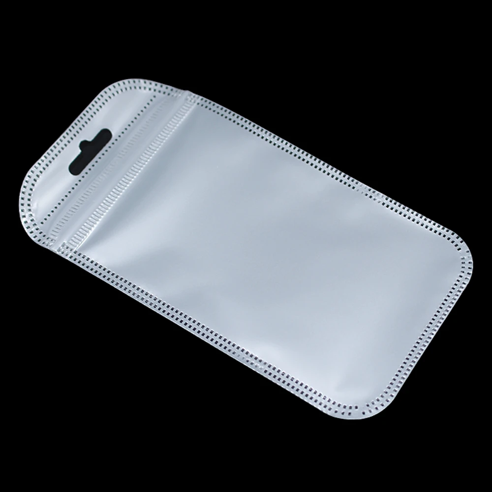 100Pcs 25 Sizes Front Clear Plastic Ziplock Pouch Hang Hole for Jewelry Necklace Packaging Resealable Electronics Package Bag