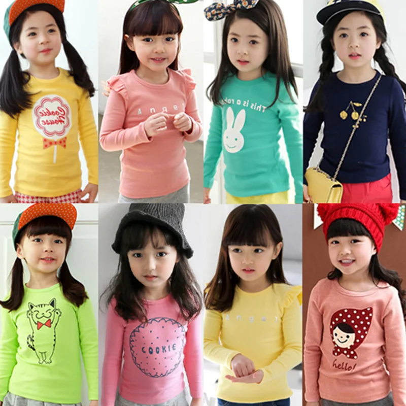 SheeCute New Arrival For Spring Autumn Girls Full Sleeve Tees Fashion Cartoon Children Tops