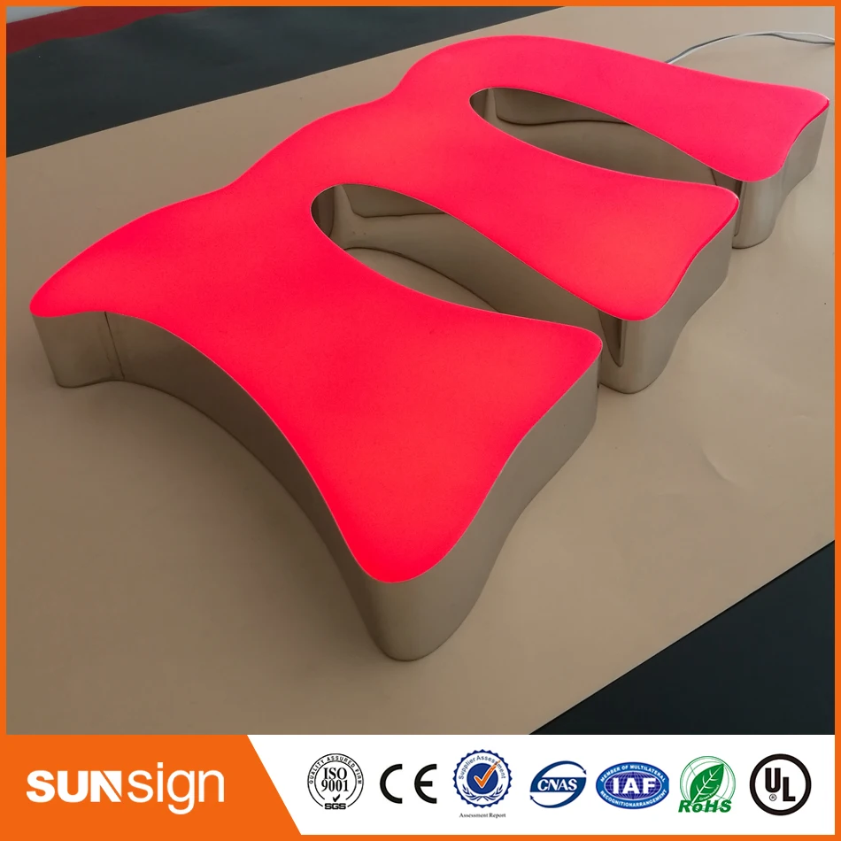 Tahan air 3D Led Sign huruf outdoor tanda Iklan kustom resin tanda toko logo