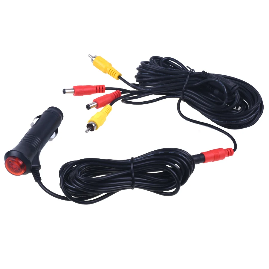 RCA Video Power Cable For Rearview Camera Connect Car Monitor to Car Cigarette Lighter Adapter