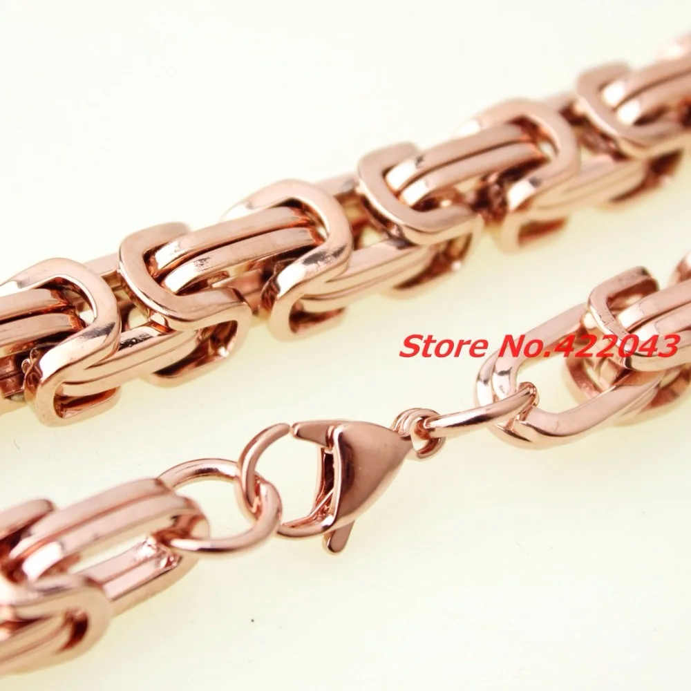 Fashion Rose Gold color  Womens Male Stainless Steel 4/5/8mm Chain Necklaces Byzantine Style Mens Jewellery, Wholesale or retail