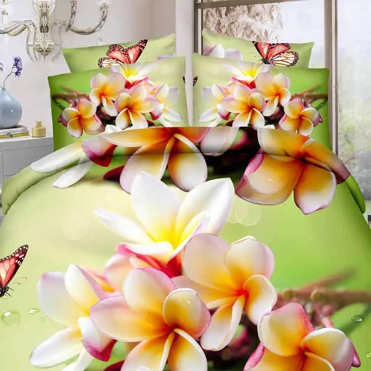 Home Textile Bedding Set 3D flowers Roses lilacs Pastoral style 4pcs Duvet Cover Sets Soft Polyester Bed Linen Flat Bed Sheet