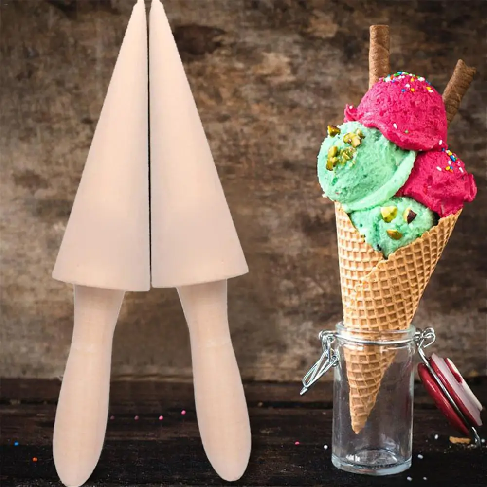 1Pc DIY Raw Wood Material Cone Ice Cream Roll Kitchen Gadgets Taper Ice Cream Baking Tools for Kitchen Accessories