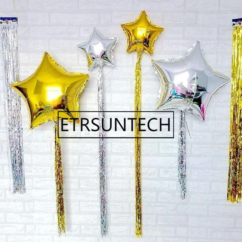 

2000pcs 10*100cm Meters Balloon Foil Tassels Garlands Tinsel Tassel Wedding Background Birthday Party Decoration Supplies