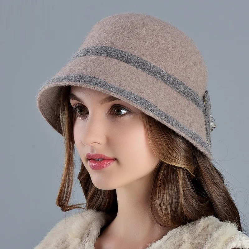 New Arrival Adult Warm Winter Hat Female New Korean Wool Fashion Cap Girls Elegant Fashion Basin Cap Students Travel Cap  B-7627