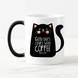 Super Cool Cat Mugs with Color Change, Ceramic Coffee Mug and Cup, Heat Reveal Magic Mugs for Friend, Fashion Gift