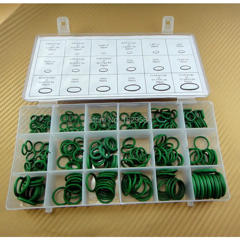 270 ชิ้นชุดเครื่องปรับอากาศรถยนต์ HNBR O แหวนรถยนต์รถยนต์ซ่อมรถยนต์แหวนยาง Assortment เครื่องมืออุปกรณ์เสริม 18 ขนาด
