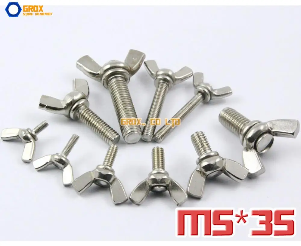 

10 Pieces M5 x 35mm 304 Stainless Steel Wing Bolt Butterfly Screw Bolt