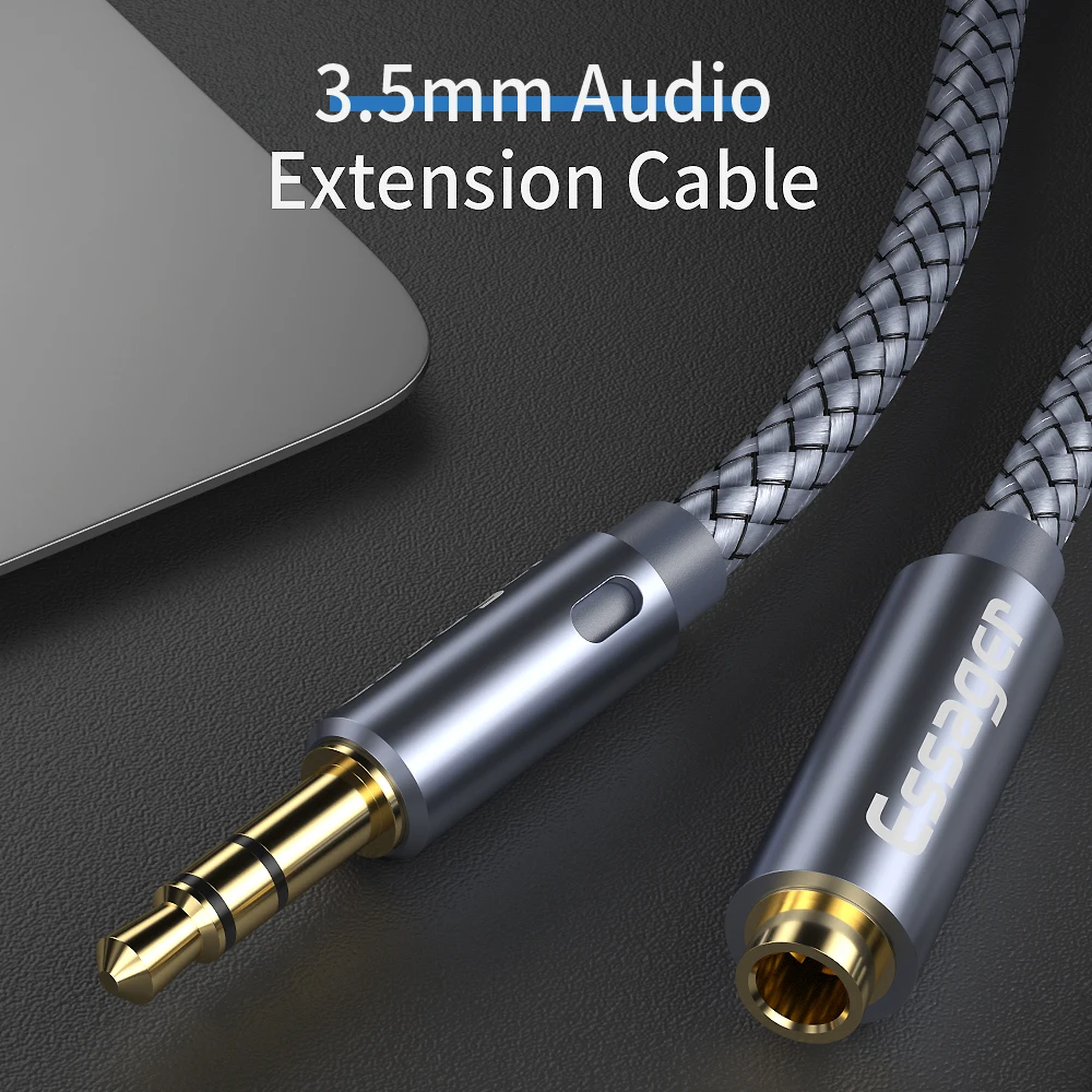 Essager Headphone Extension Cable Jack 3.5mm Audio Aux Cable 3.5 mm Female Splitter Speaker Extender Cord For Earphone Adapter