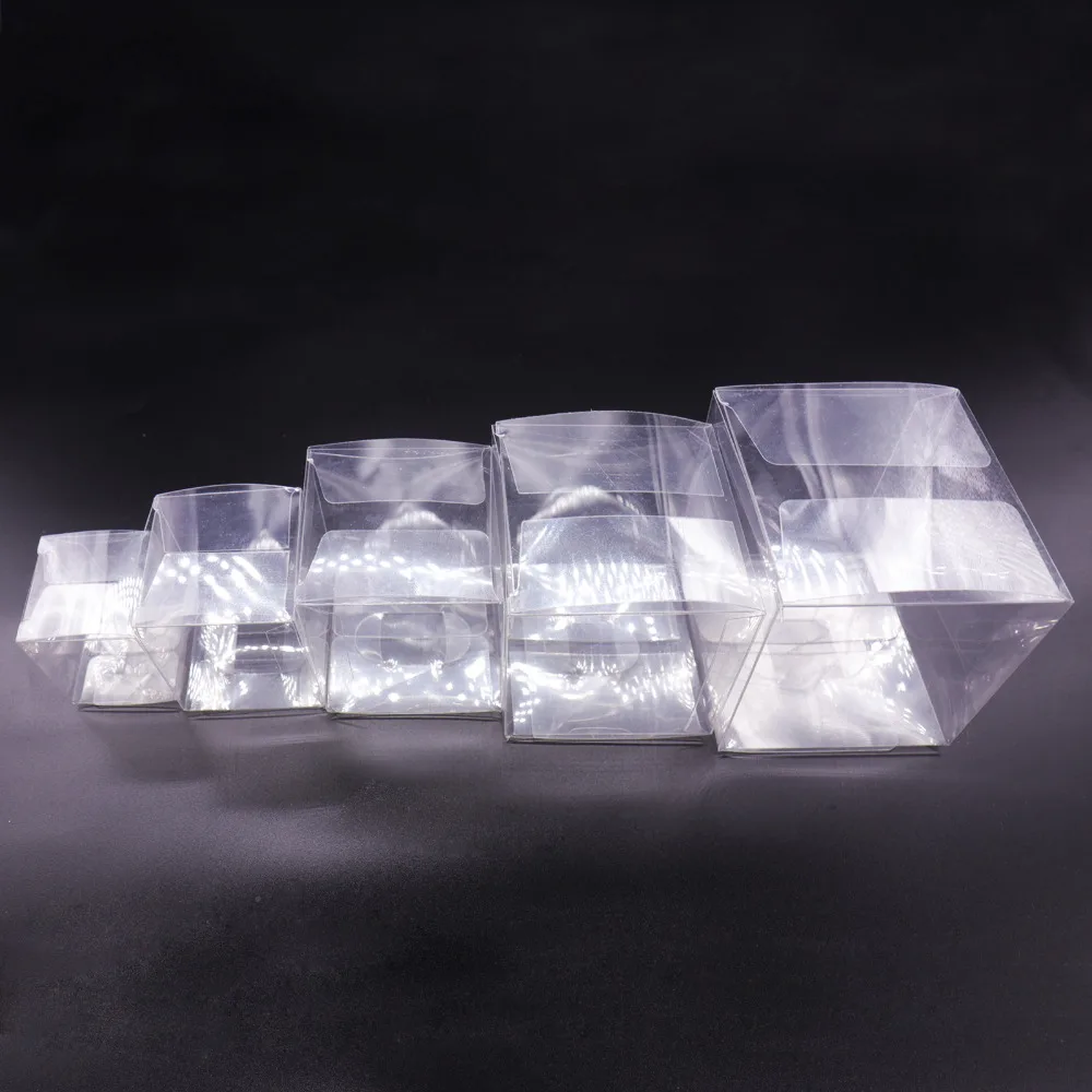 50Pcs 5x5x5cm Transparent Party Candy Bags Birthday Gift Box Clear Square PVC Birthday Party Gift Box Chocolate Candy Boxes