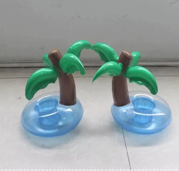 InflatabCoconut inflable para niños, juguete de playa para niños, Mini anillo de natación al aire libre para bebidas, portavasos flotante