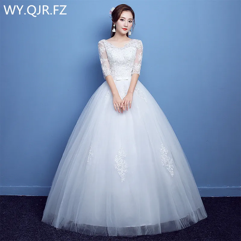 YC-B55#Spring Autumn long Medium Sleeve Wedding Dress Embroidered Lace on Net 2023 New Bride Dresses Slim Lace Up Wedding Gown