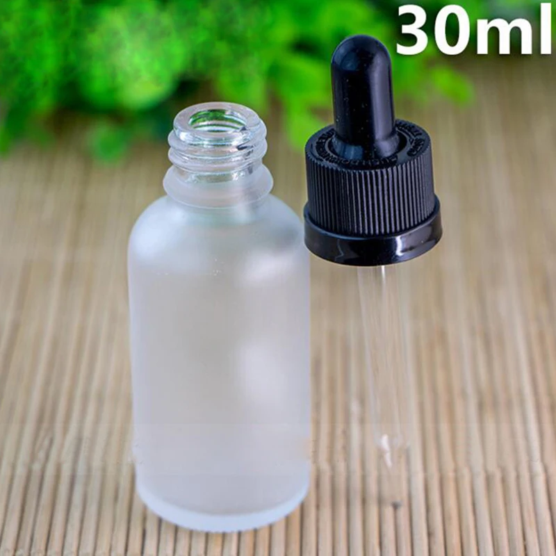 

Wholesale USA Market Empty E liquid Oil Bottles 30ml Frosted Glass Dropper Bottles With Black Childproof Cap