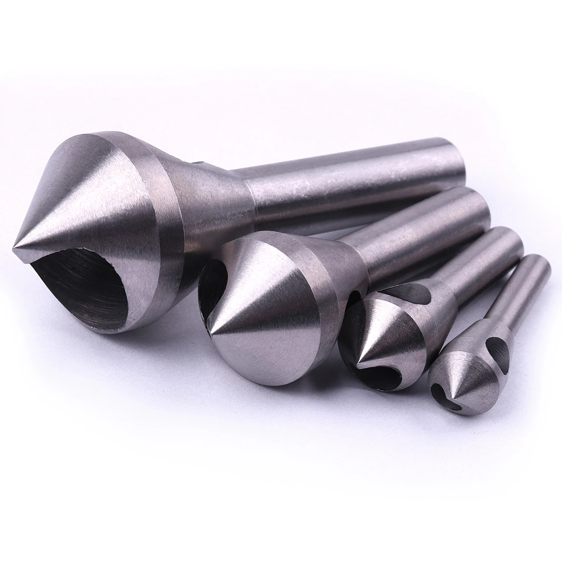 4PC スチール木製皿 Debur バリツール Deburing セット穴 Countersinker