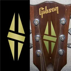 Inlay Sticker Decal Guitar Headstock -  Diamond Hatch Gold/White