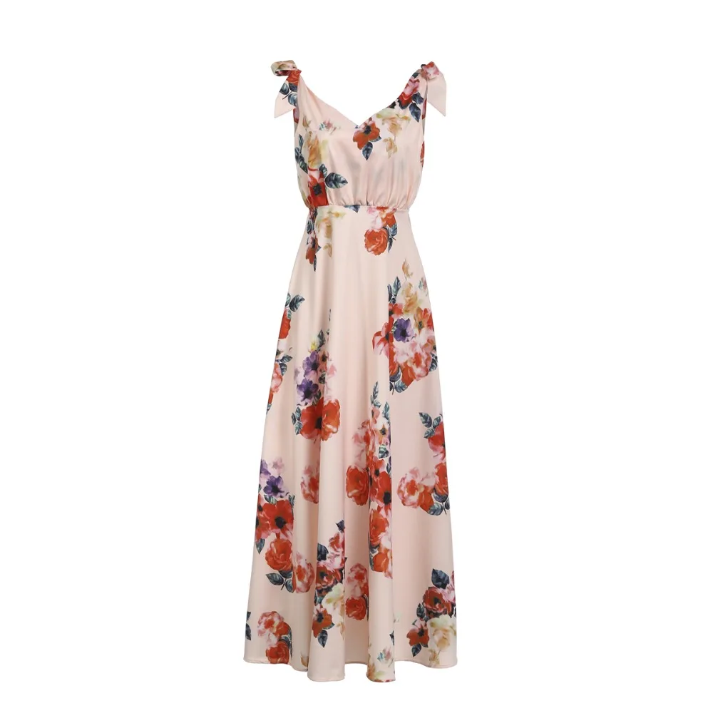 Robe longue dos nu à col en V pour femmes, robes de soirée, robe de plage, mode d'été, Boho, Maxi, 2019