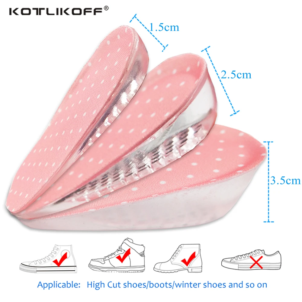 Elevator Insoles For Women Shoes Pad Self-Adhesive Height Increase Insoles Half Heel Damping Relieve Heel Pain Shoe Cushion