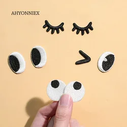 AHYONNIEX 1 Pair Eyes Embroidery Repair Patches Bag Jacket Jeans Cartoon Iron On Patches for Clothes Small Glue Sticker