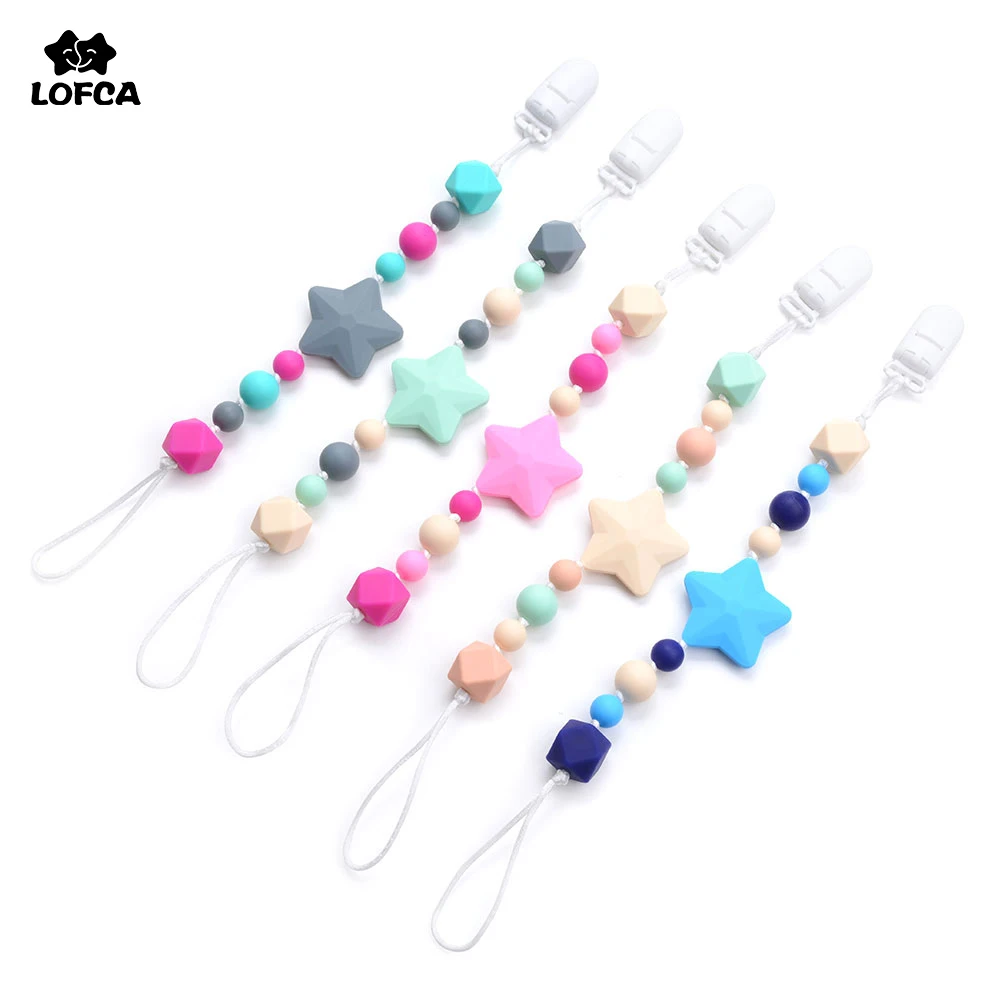 Cute Baby Pacifier Clips Baby Chewable Silicone Beads Silicone Baby Pacifier BPA Free Wholesale Silicone Necklace Holder Gifts