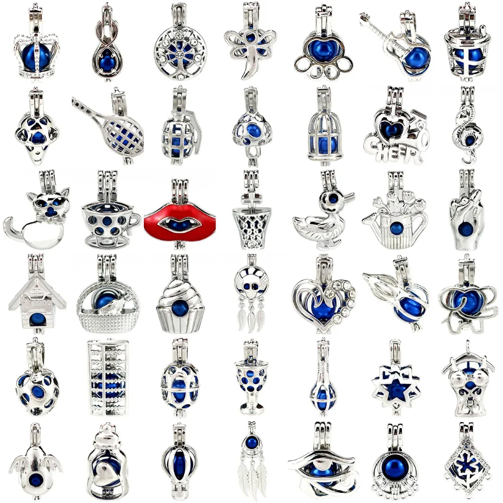 5/10/15Pcs Random Styles Turkish Evil Eye Cross Heart Diffuser Cage Locket Pendant Sea Animal Shell подвеск Jewelry Wholesale