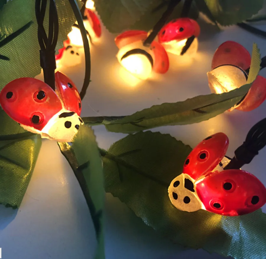 2018 new solar outdoor waterproof light string seven-star ladybug beetle string lights Christmas lights