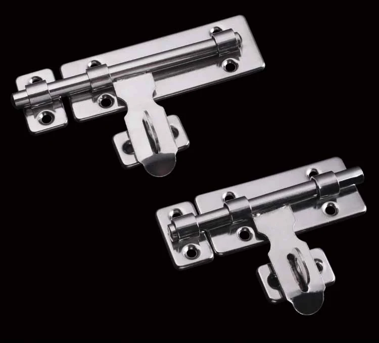 Thick Stainless Steel Anti-Theft Door Lock Bolt Two-Way Pin Ming Toilet Door Buckle Bolt Around Hardware With Screws