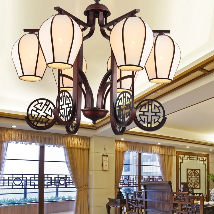 

Chinese wind 6 / 8 heads pendant light living room villas antique iron classical retro decoration lighting pendant lamps ZA894