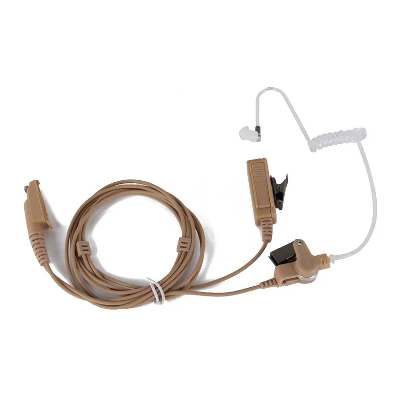 Beige Flesh Color Multi-Pin Earpiece PTT MIC Headset for Motorola GP328plus GP338plus GP344 GP388 Radio Walkie Talkie Covert