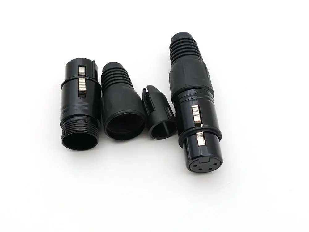 10PCS schwarz 4 pin FEMALE XLR stecker adapter