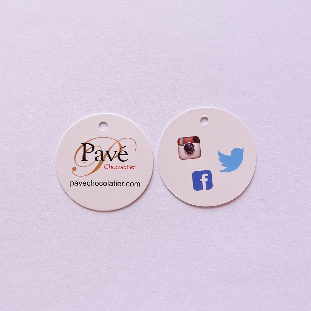 custom printed paper round price gift swing tag