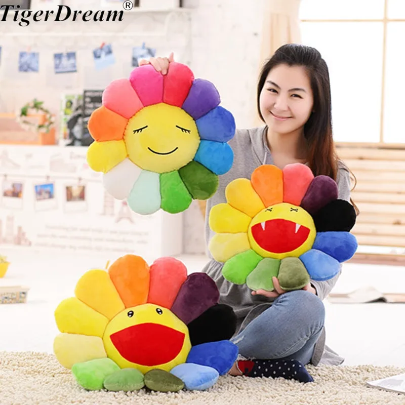 

Kawaii Sunflower Toy Cushion Cartoon PP Cotton Stuffed Plush Sofa Cushions Sleeping Pillows Creative Dolls 3 Expression