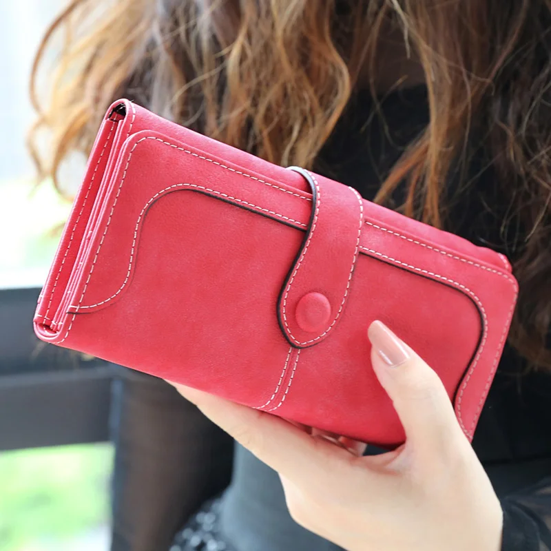 New arrival Fashion Nubuck leather Long Women wallets hasp clutch handbags multifunctional designer ladies purse card holder