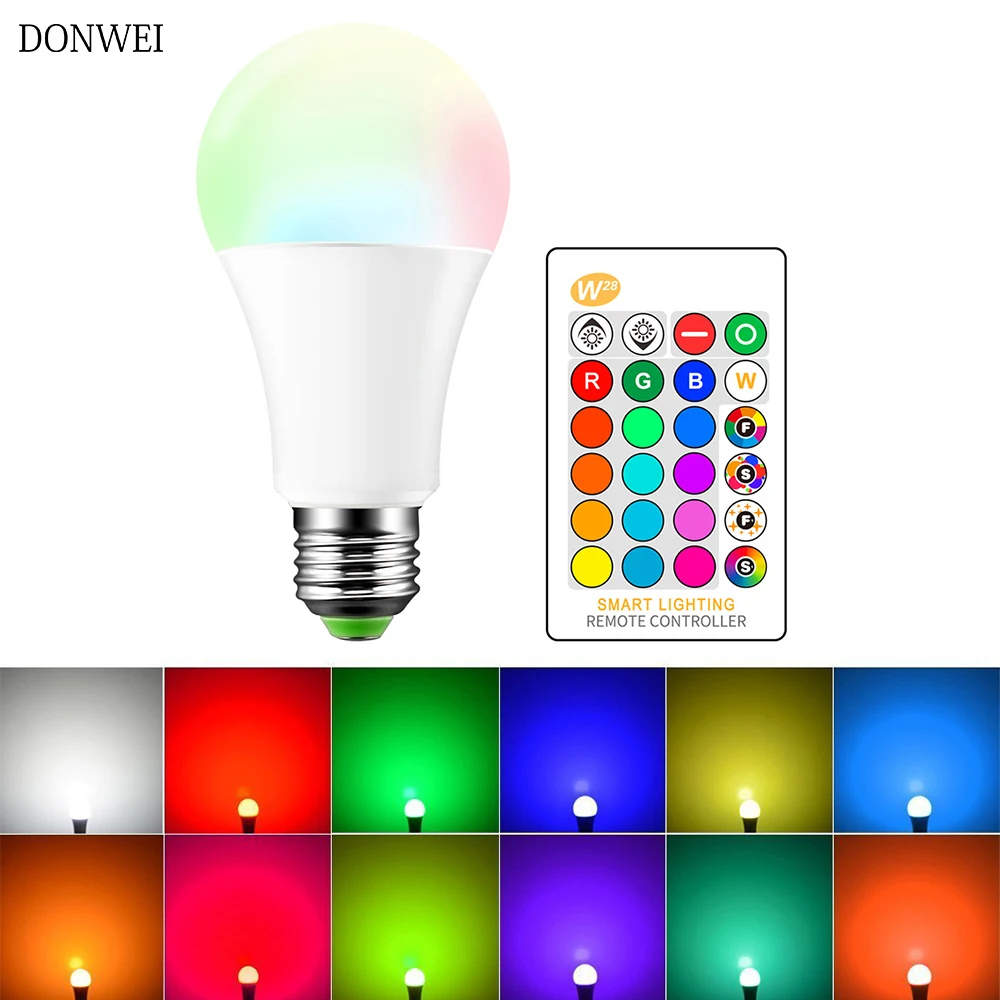 DONWEI E27 RGB LED Bulb 3W Color Changeable Lamp LED Spotlight+ IR Remote Control AC85-265V Holiday Lighting Bombilla Led