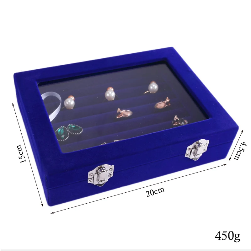 New 20*15*4.5CM Rings Box With Glasses Lid Earrings Holder Organizer Jewellery Accessories Display for Home or Shop Window Show