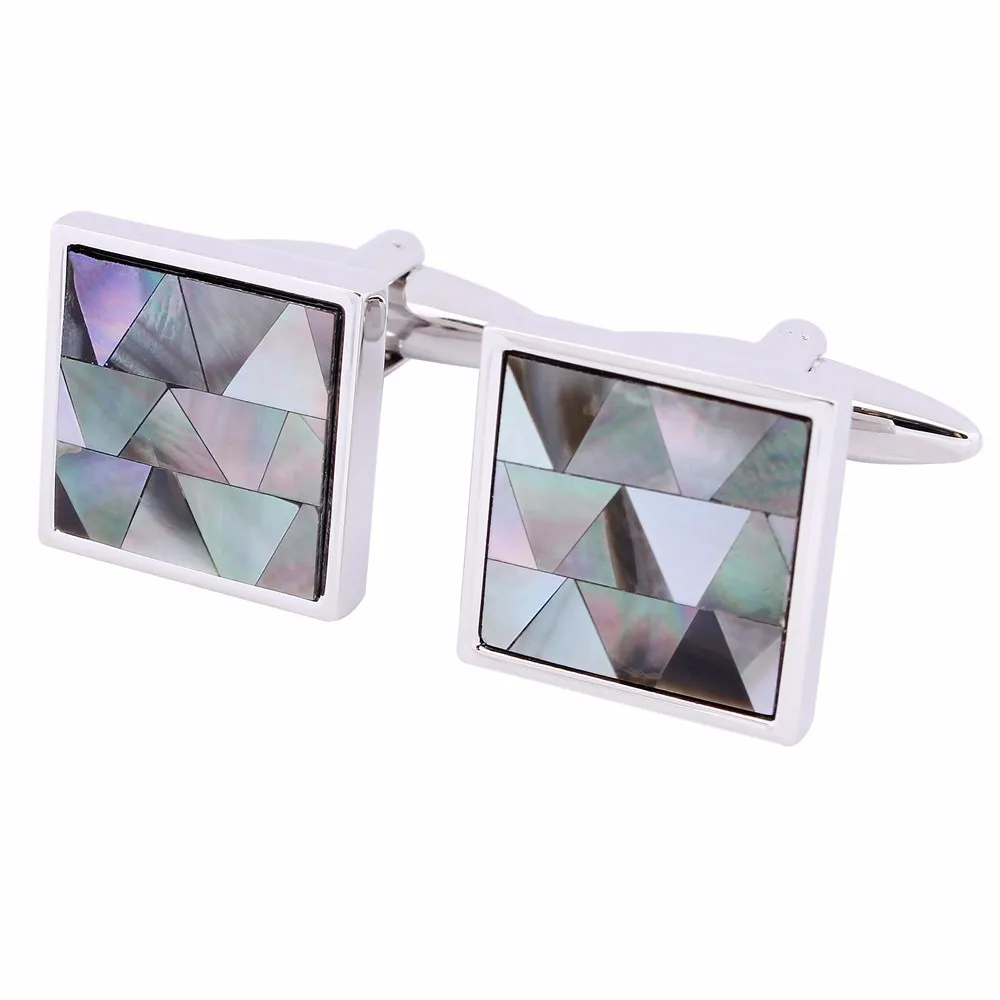 HAWSON Jewelry Mixed Colorful Shell Cufflinks for Shirt Mens Accessory Cuff links Custom Free Shipping